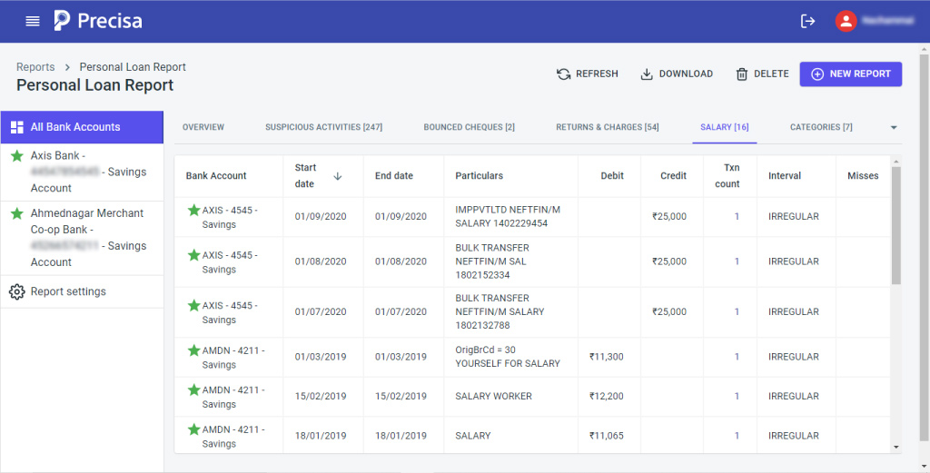 Introducing Precisa’s Salary Tab for Personal Loans Credit Evaluation